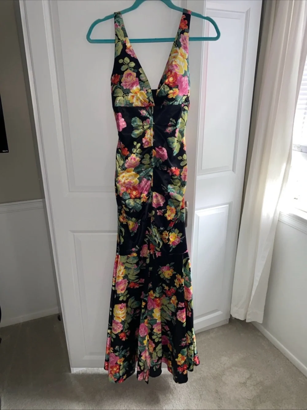 Jump Apparel Prom Gown  Dress 7/8 Black Floral Multi Colored - Picture 10 of 16